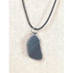 Vintage Glass Green Sea Glass  Sterling Silver  Dangle Pendant Handmade